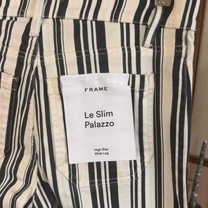 Frame Denim Black and White Striped Jeans